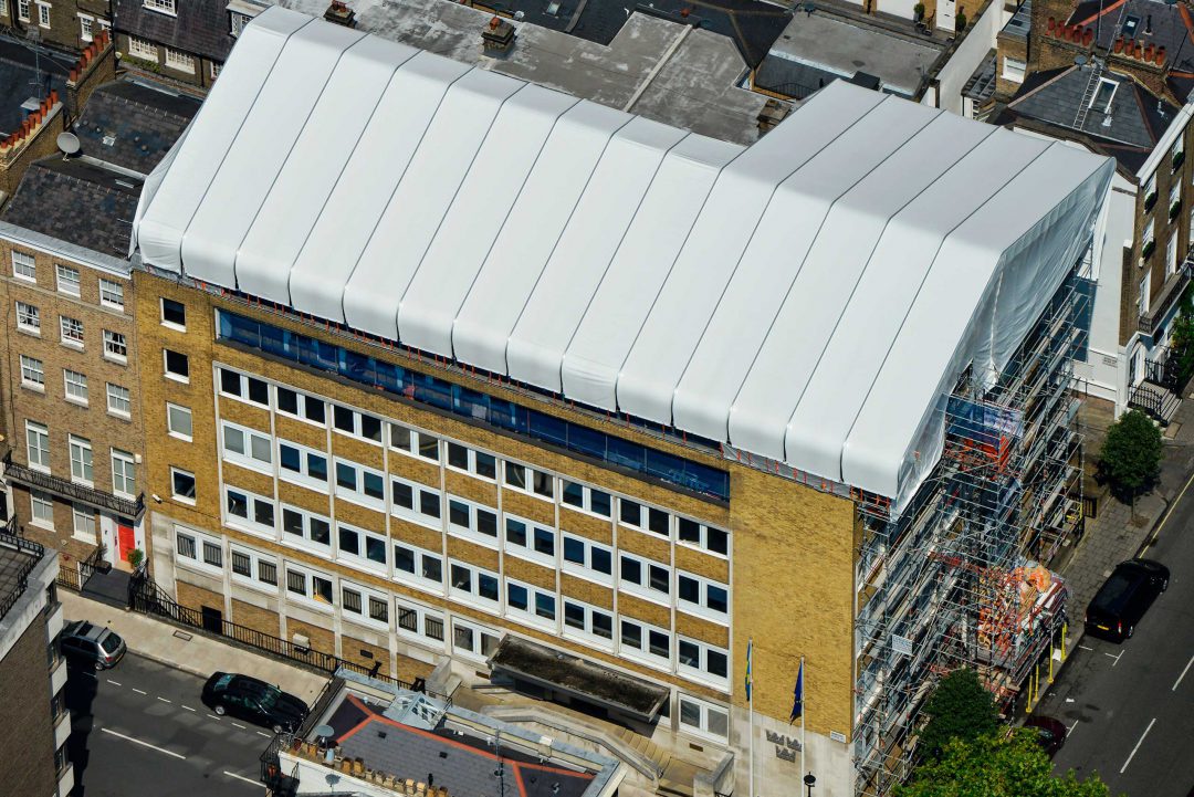 Layher Temporary Roofing system helps to optimise London Embassy refurbishment