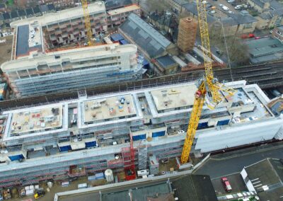 Layher scaffolding helps new London residential construction run smoothly next to mainline rail
